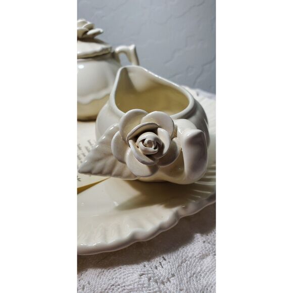 "Mud Pie" Brand Creamer and Sugar Set with a Small Tray ~Vintage~ 1988 - Picture 8 of 14